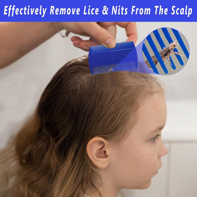 LABOTA Lice Comb, 7 Pcs Flea Comb, Hair Double Sided Fine Tooth Combs, Removal Dandruff,Plastic Louse Combs and Lice Brush for Head Lice Treatment - Image 5